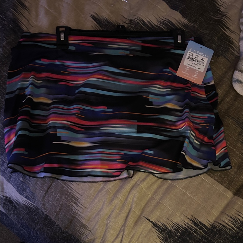 Women's Multi-Color Stripe Swim Skirt